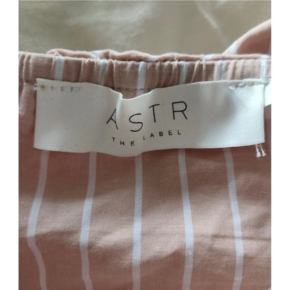 NWT ASTR The‎ Label Blush & White Striped Off Shoulder Wrap Tie Puff Sleeve Top